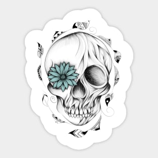 Poetic Wooden Skull Sticker